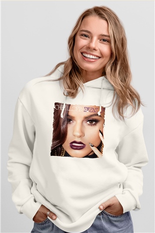 Cher Lloyd Beyaz Unisex Kapüşonlu Sweatshirt