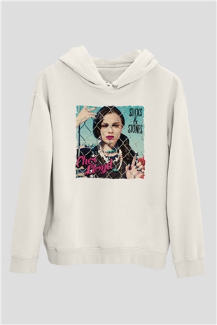 Cher Lloyd Beyaz Unisex Kapüşonlu Sweatshirt