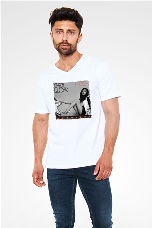 Cher Lloyd Beyaz Unisex V Yaka Tişört