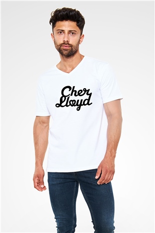 Cher Lloyd Beyaz Unisex V Yaka Tişört