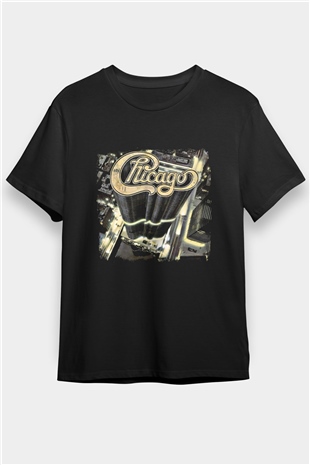 Chicago Baskılı Unisex Siyah Tişört