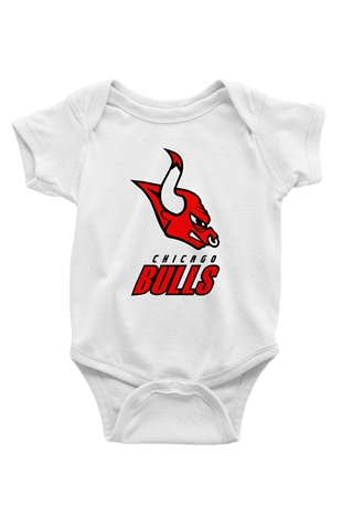 Chicago Bulls Baskılı Beyaz Unisex Bebek Body - Zıbın