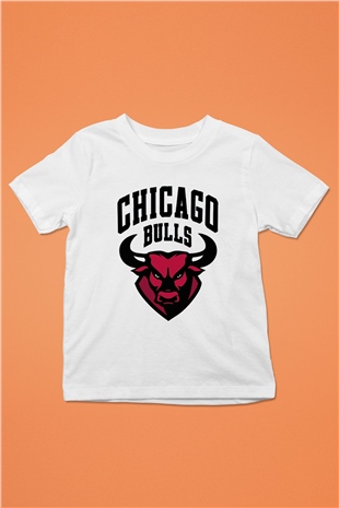 Chicago Bulls Baskılı Beyaz Unisex Çocuk Tişört