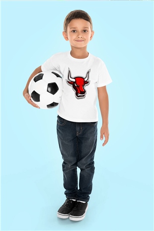 Chicago Bulls Baskılı Beyaz Unisex Çocuk Tişört