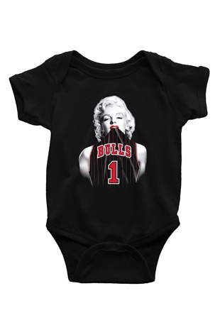 Chicago Bulls Baskılı Siyah Bebek Body - Zıbın