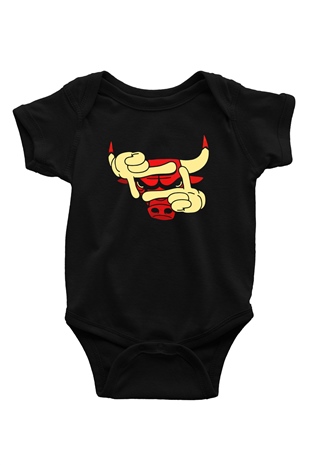 Chicago Bulls Baskılı Siyah Bebek Body - Zıbın