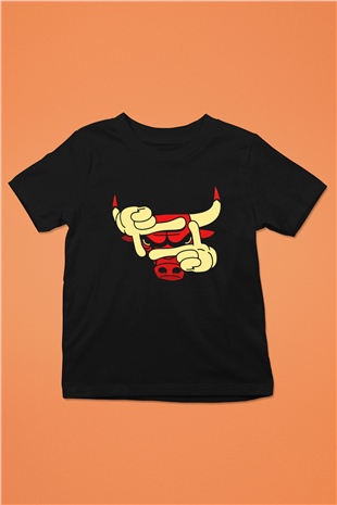 Chicago Bulls Baskılı Siyah Unisex Çocuk Tişört
