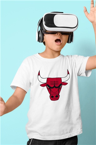 Chicago Bulls Beyaz Unisex Çocuk Tişört