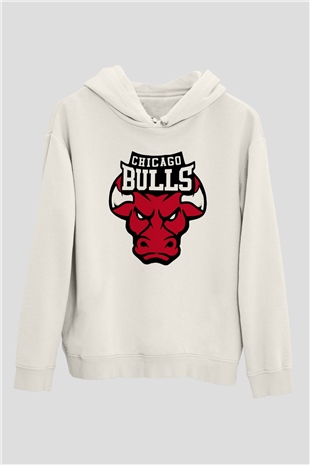 Chicago Bulls Beyaz Unisex Hoodie