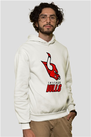 Chicago Bulls Beyaz Unisex Hoodie