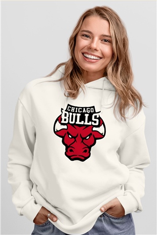 Chicago Bulls Beyaz Unisex Hoodie