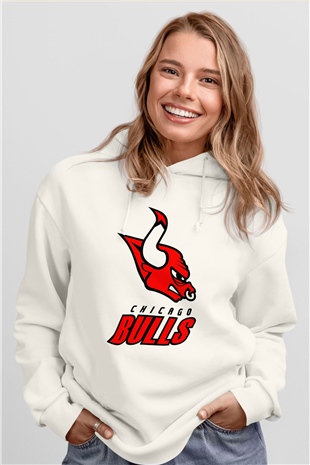 Chicago Bulls Beyaz Unisex Hoodie