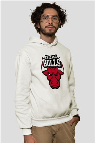 Chicago Bulls Beyaz Unisex Hoodie