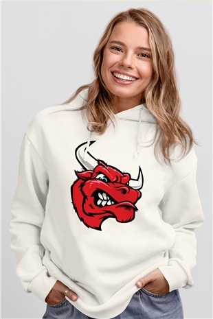 Chicago Bulls Beyaz Unisex Kapüşonlu Sweatshirt