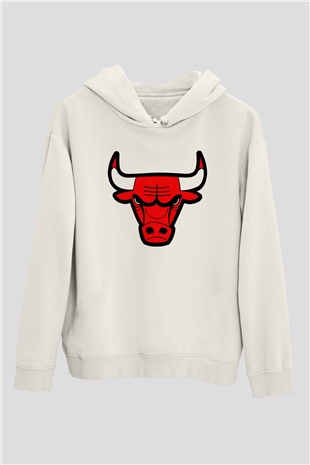 Chicago Bulls Beyaz Unisex Kapüşonlu Sweatshirt