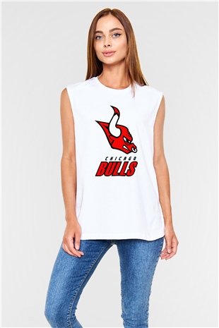 Chicago Bulls Beyaz Unisex Kolsuz Tişört