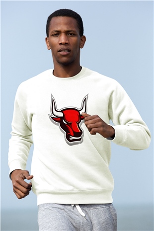 Chicago Bulls Beyaz Unisex Sweatshirt