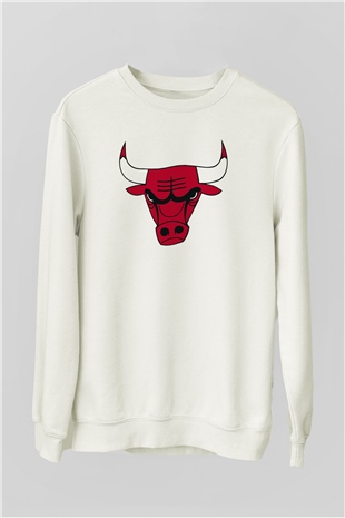 Chicago Bulls Beyaz Unisex Sweatshirt