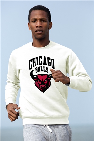 Chicago Bulls Beyaz Unisex Sweatshirt
