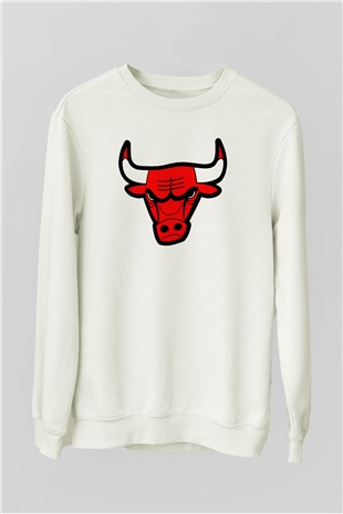Chicago Bulls Beyaz Unisex Sweatshirt