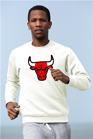 Chicago Bulls Beyaz Unisex Sweatshirt