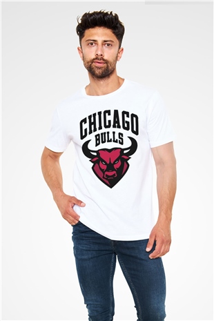 Chicago Bulls Beyaz Unisex Tişört T-Shirt - TişörtFabrikası