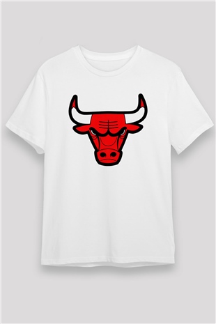 Chicago Bulls Beyaz Unisex Tişört T-Shirt - TişörtFabrikası