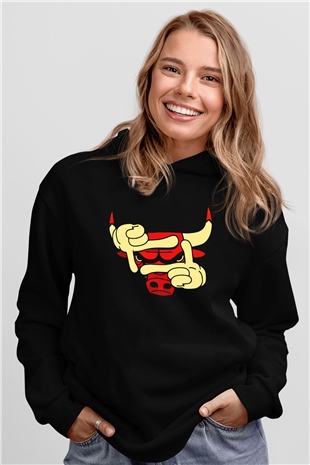 Chicago Bulls Siyah Unisex Hoodie