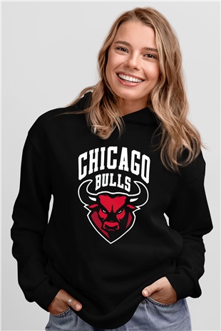 Chicago Bulls Siyah Unisex Hoodie