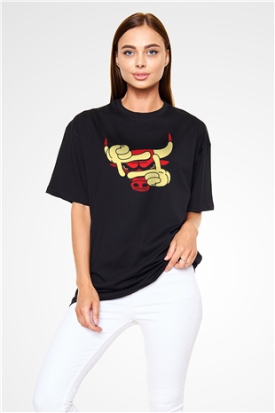 Chicago Bulls Siyah Unisex Oversize Tişört T-Shirt