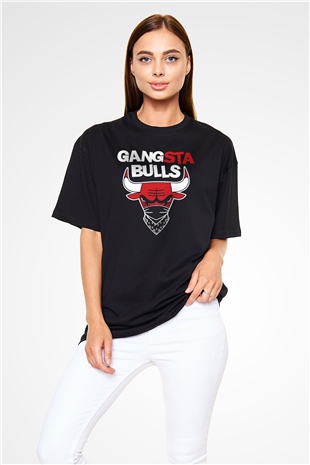 Chicago Bulls Siyah Unisex Oversize Tişört T-Shirt