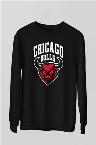 Chicago Bulls Siyah Unisex Sweatshirt