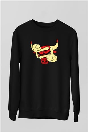 Chicago Bulls Siyah Unisex Sweatshirt