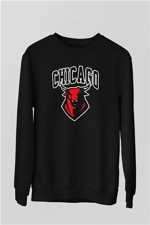 Chicago Bulls Siyah Unisex Sweatshirt