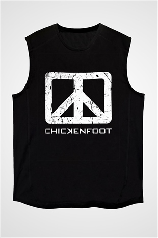 Chickenfoot Baskılı Unisex Siyah Kolsuz Tişört