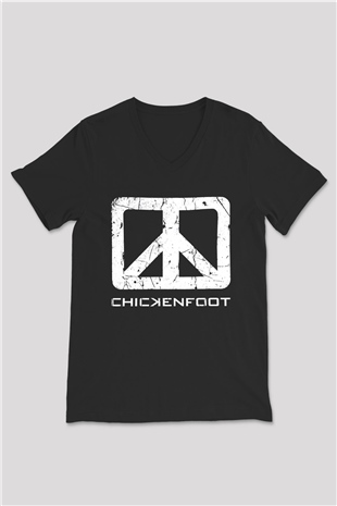 Chickenfoot Siyah Unisex V Yaka Tişört T-Shirt