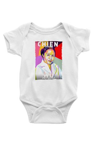 Chien Shung Wu Baskılı Beyaz Bebek Body - Zıbın