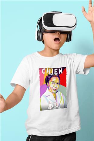 Chien Shung Wu Baskılı Unisex Beyaz Çocuk Tişörtü - Tshirt