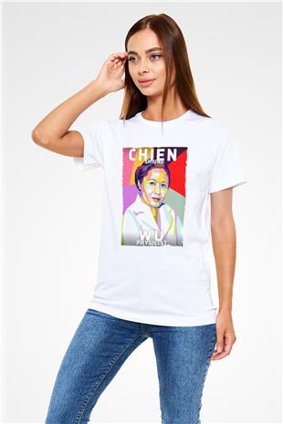 Chien Shung Wu Baskılı Unisex Beyaz Tişört - Tshirt