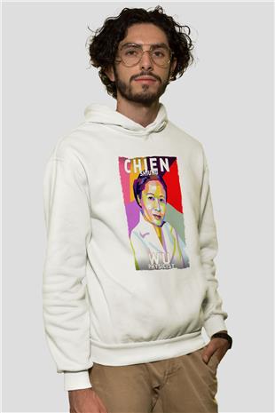 Chien Shung Wu Baskılı Unisex Ekru Hoodie