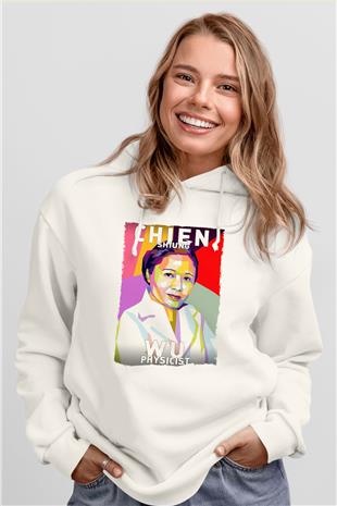 Chien Shung Wu Baskılı Unisex Ekru Hoodie