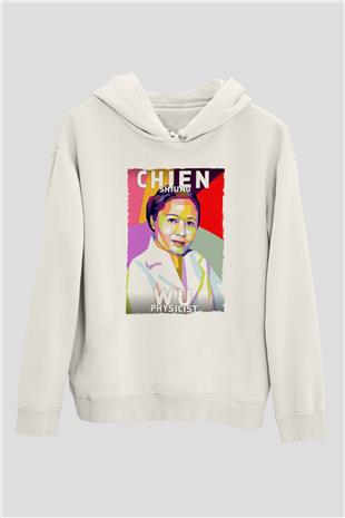 Chien Shung Wu Baskılı Unisex Ekru Hoodie