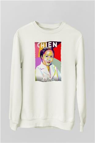 Chien Shung Wu Baskılı Unisex Ekru Sweatshirt