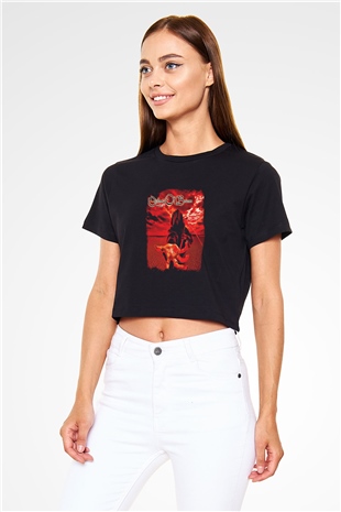 Children of Bodom Baskılı Unisex Siyah Crop Top Tişört