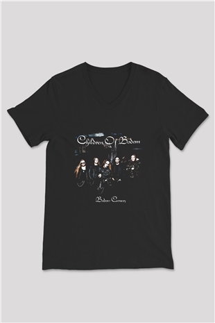Children of Bodom Baskılı Unisex Siyah V Yaka Tişört