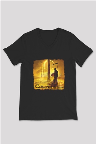 Children of Bodom Baskılı Unisex Siyah V Yaka Tişört
