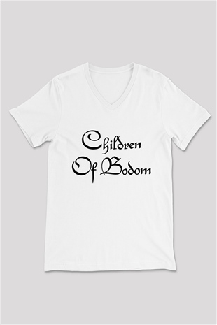 Children of Bodom Beyaz Unisex V Yaka Tişört T-Shirt