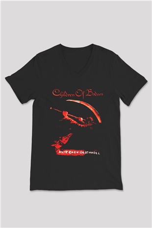 Children of Bodom Siyah Unisex V Yaka Tişört T-Shirt