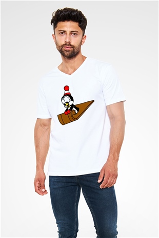 Chilly Willy Beyaz Unisex  V Yaka Tişört