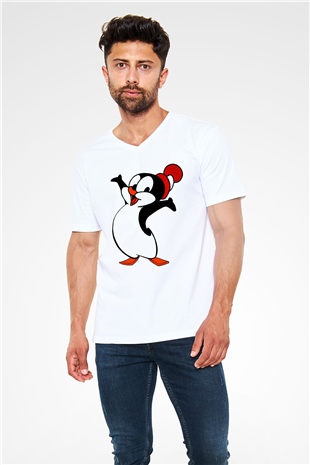 Chilly Willy Beyaz Unisex  V Yaka Tişört